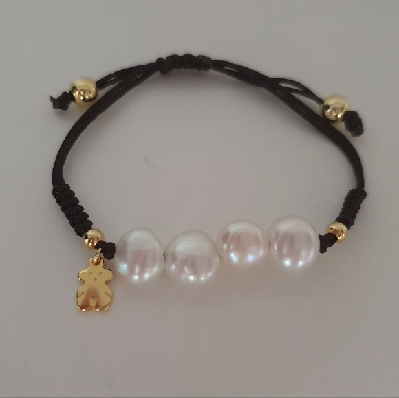 Tous Bear and Pearls Black Cord Bracelet - Picture 1 of 4